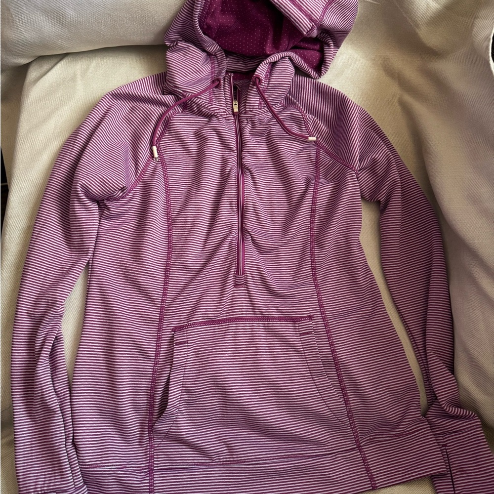 2* Tangerine purple and White Striped Hoodie and black zip up jacket